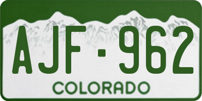 CO license plate AJF962