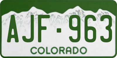 CO license plate AJF963