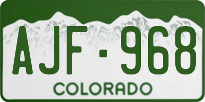 CO license plate AJF968