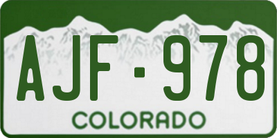 CO license plate AJF978