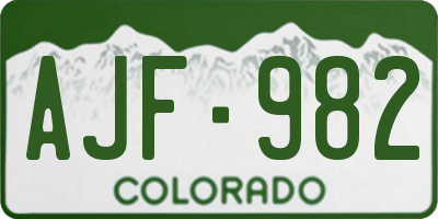 CO license plate AJF982