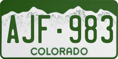 CO license plate AJF983
