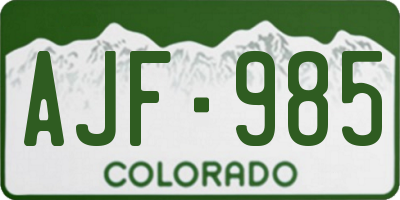 CO license plate AJF985