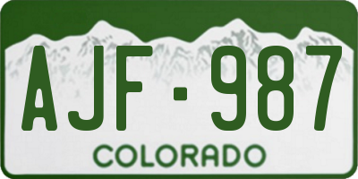 CO license plate AJF987