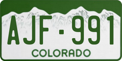 CO license plate AJF991