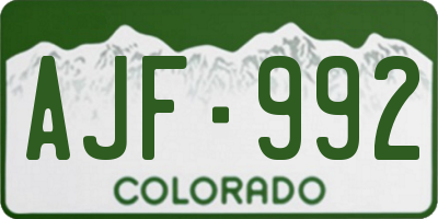 CO license plate AJF992