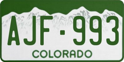 CO license plate AJF993