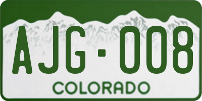 CO license plate AJG008