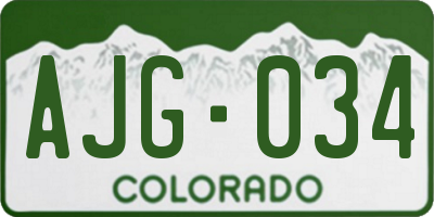 CO license plate AJG034