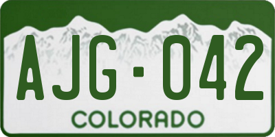 CO license plate AJG042