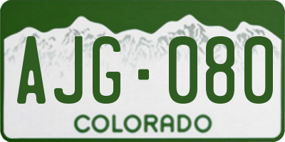 CO license plate AJG080