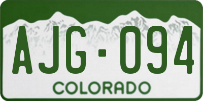 CO license plate AJG094