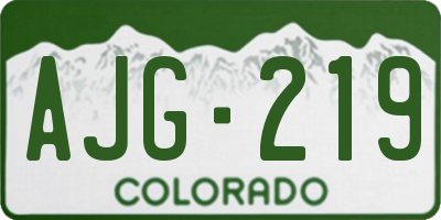 CO license plate AJG219