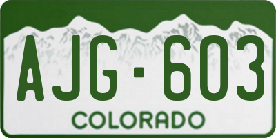CO license plate AJG603