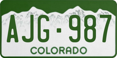 CO license plate AJG987