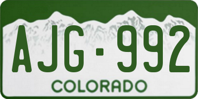 CO license plate AJG992