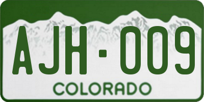 CO license plate AJH009