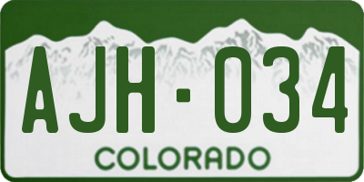 CO license plate AJH034