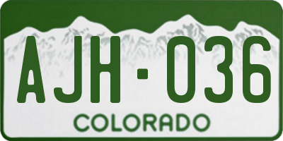 CO license plate AJH036
