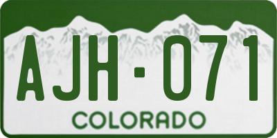 CO license plate AJH071