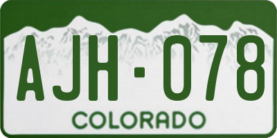 CO license plate AJH078