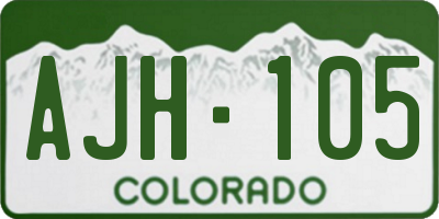 CO license plate AJH105