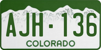 CO license plate AJH136