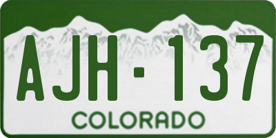 CO license plate AJH137