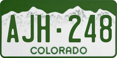 CO license plate AJH248