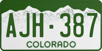 CO license plate AJH387