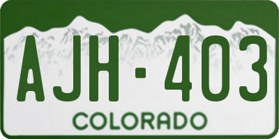 CO license plate AJH403