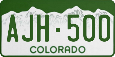 CO license plate AJH500