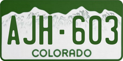 CO license plate AJH603