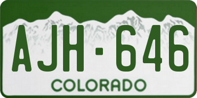 CO license plate AJH646