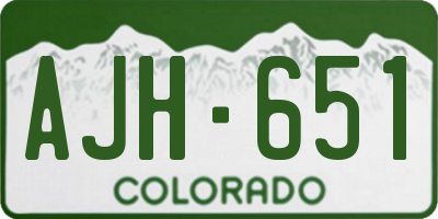 CO license plate AJH651