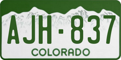 CO license plate AJH837
