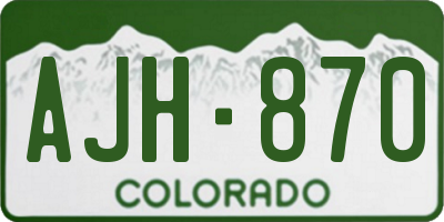 CO license plate AJH870