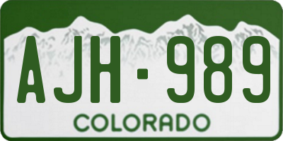 CO license plate AJH989