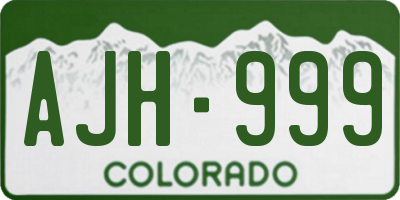 CO license plate AJH999