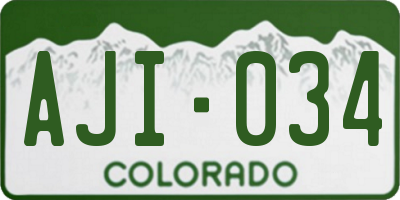 CO license plate AJI034