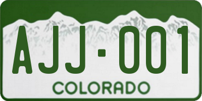 CO license plate AJJ001