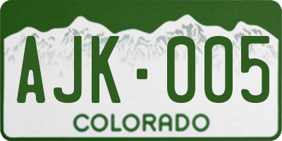 CO license plate AJK005