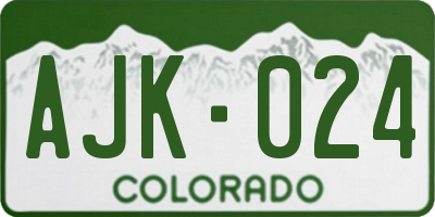 CO license plate AJK024