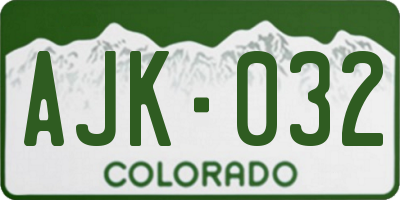 CO license plate AJK032