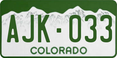 CO license plate AJK033