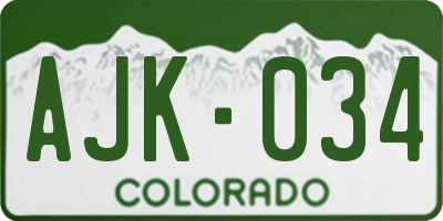 CO license plate AJK034