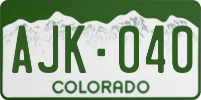 CO license plate AJK040