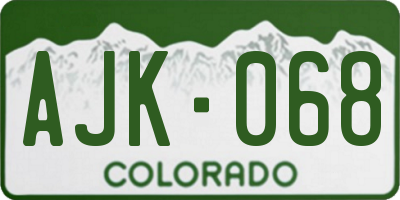CO license plate AJK068