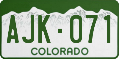 CO license plate AJK071