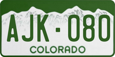 CO license plate AJK080